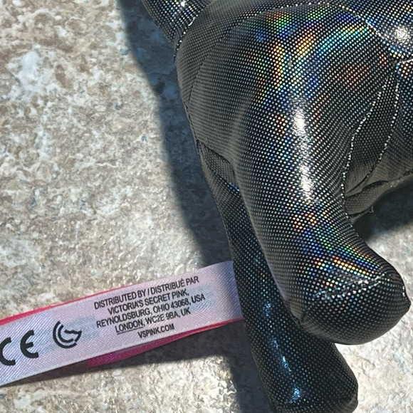 Victoria's Secret Pink Holographic Gray Black & Silver Puppy Dog Plush - Picture 11 of 12
